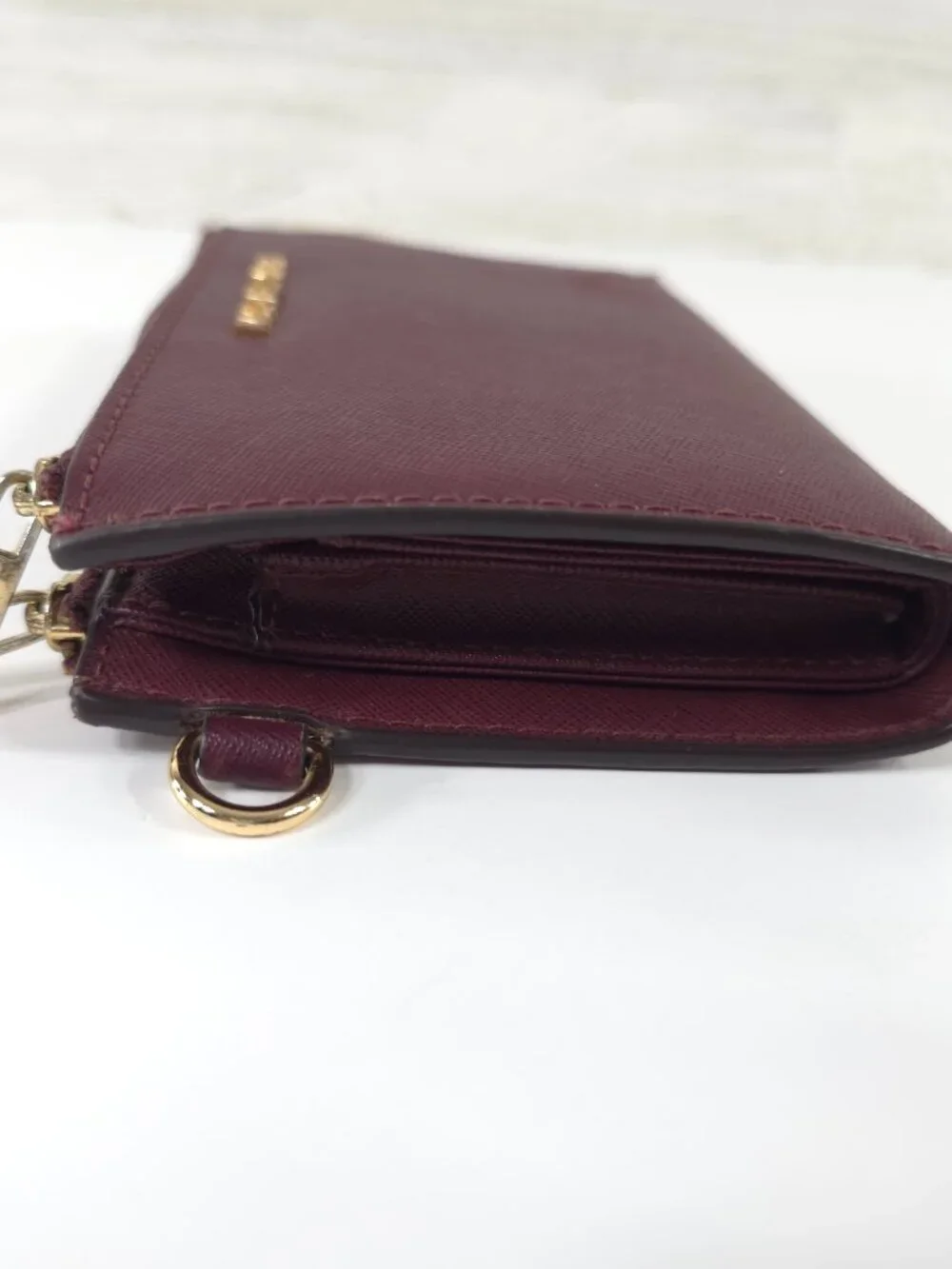 MICHAEL KORS Jet Set Double Zip Wallet Merlot Leather *NO WRISTLET* *VGC* MK....